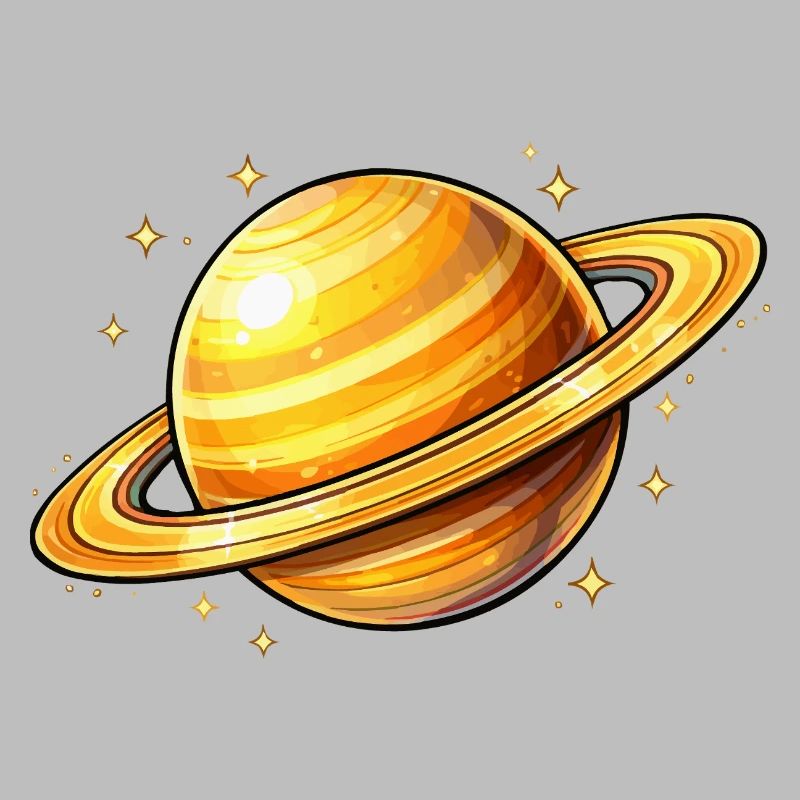 Saturn with glowing rings