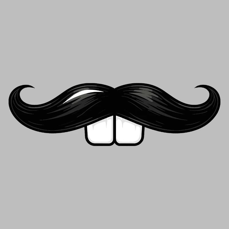 Mustache with rabbit teeth