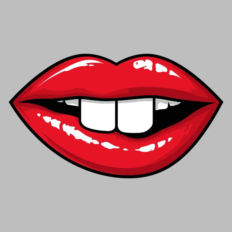 Red lips with rabbit teeth