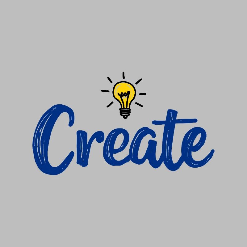 Create Schriftzug mit leuchtender Glühbirne