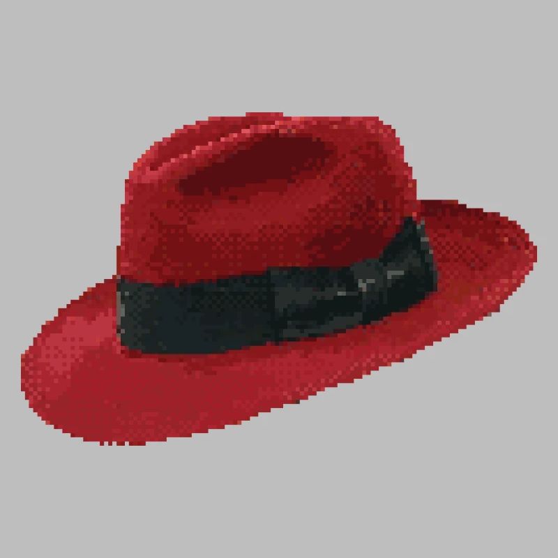 Retro Pixel Art Red Fedora Hat
