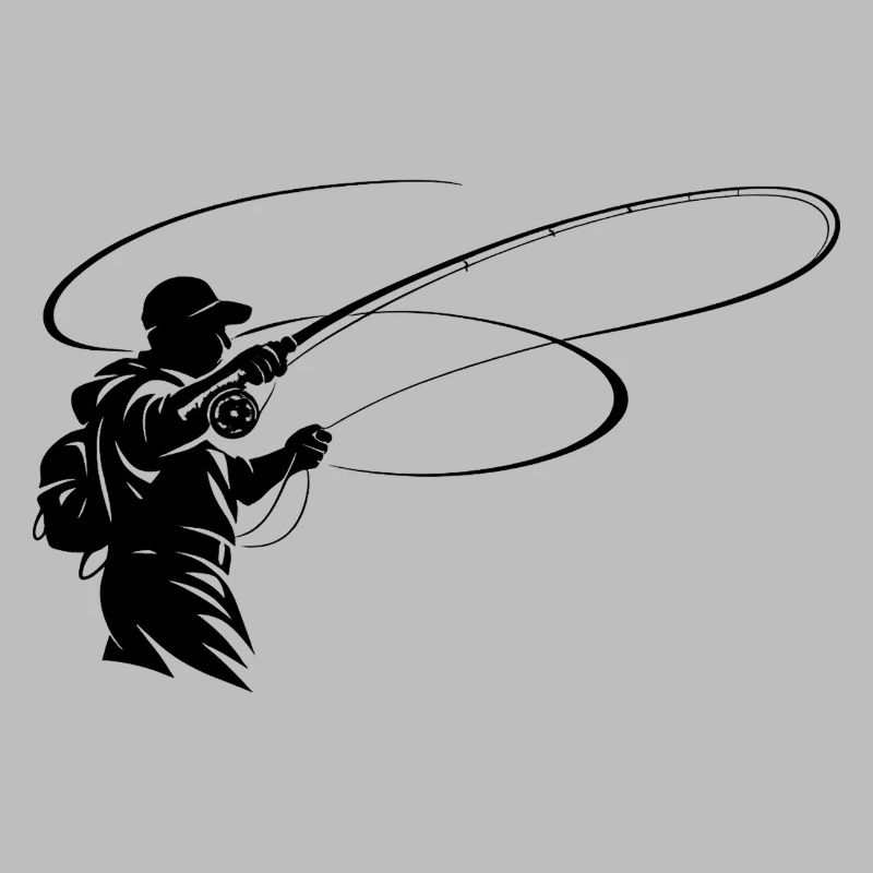 Silhouette de pêche à la mouche – Conception du pêcheur