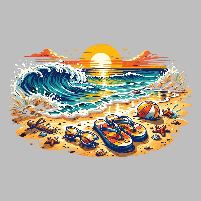 Sunset on the beach illustration