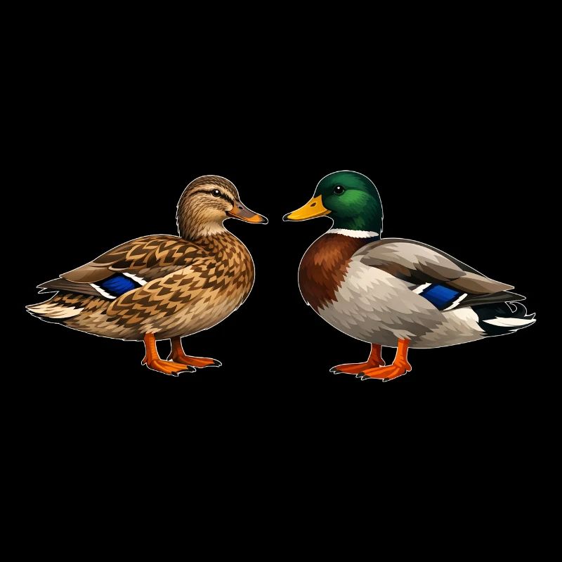 Wild ducks in a pair