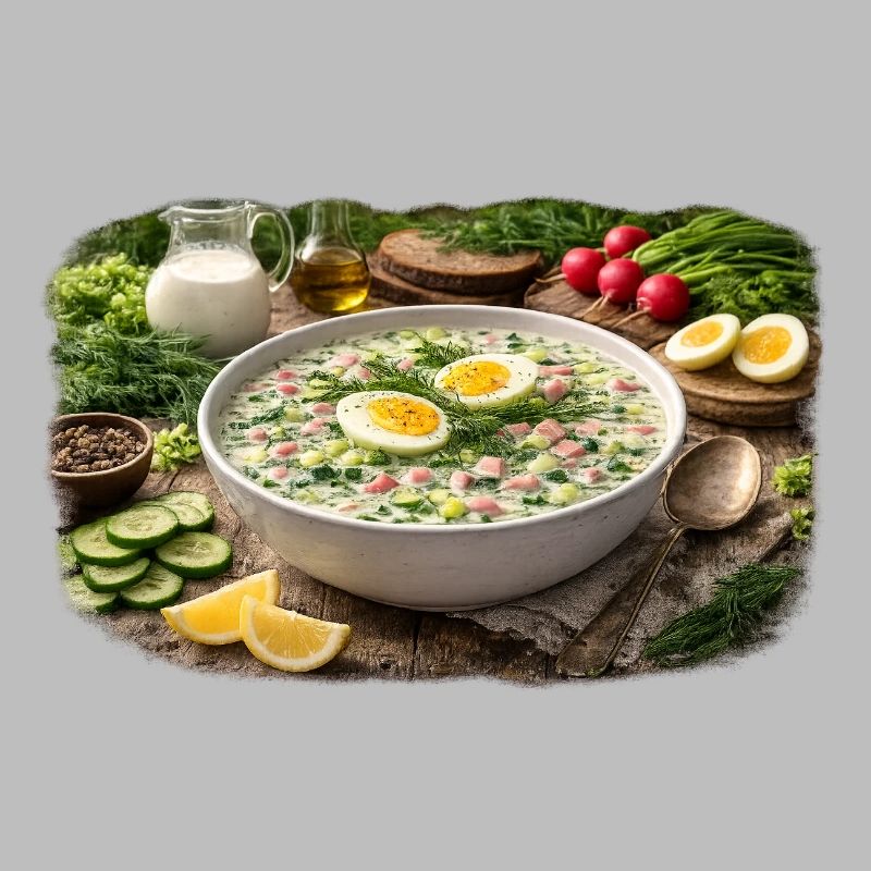 Sahnige Gemüse-Eier-Suppe Okroschka