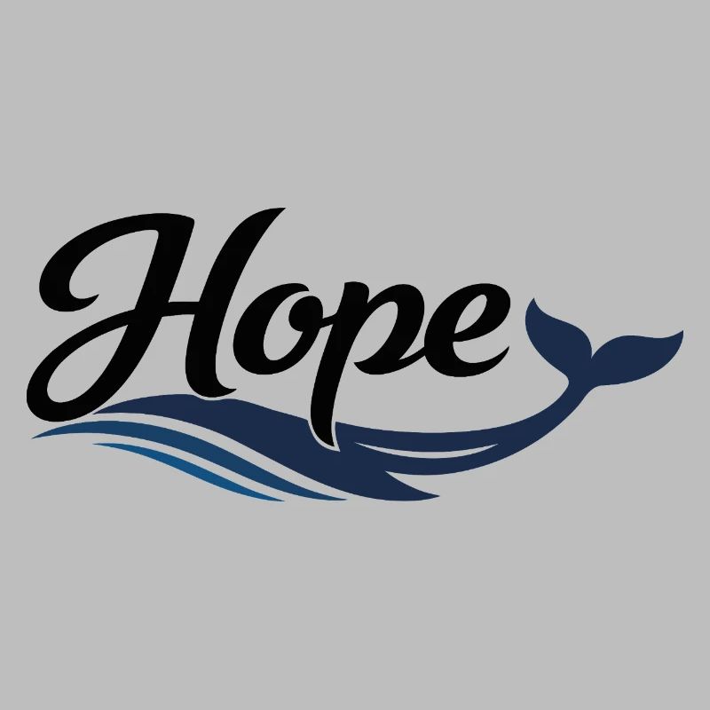 Hope Whale Ocean Wave Logo