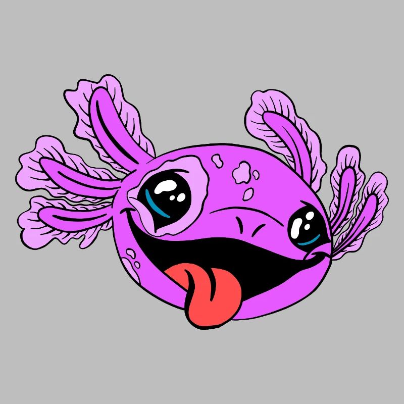 Frecher Axolotl mit Zunge