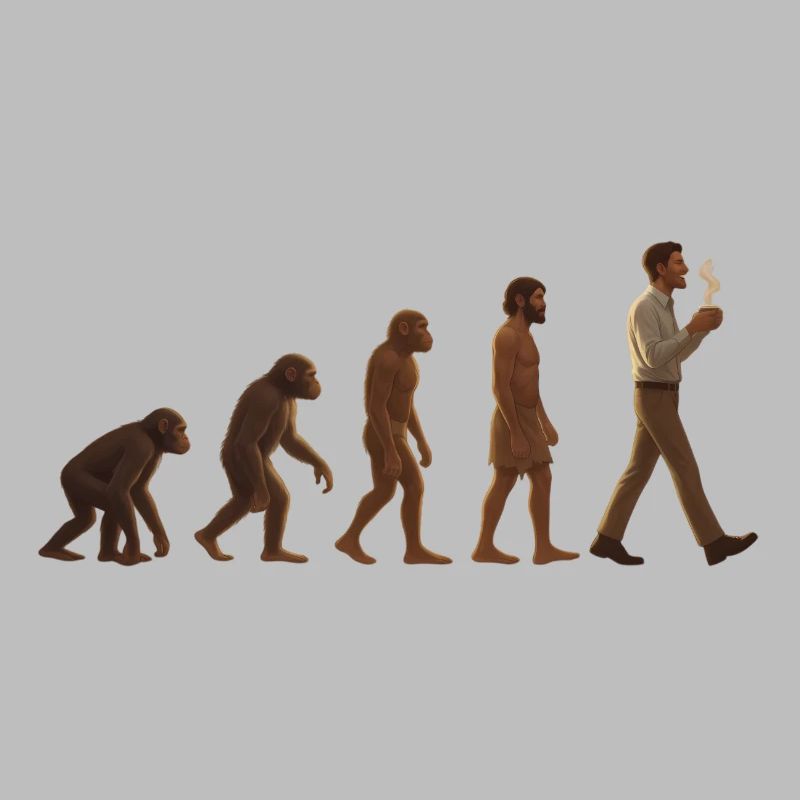 Evolutionsreise: Von Affe zu kaffeetrinkenden Mann