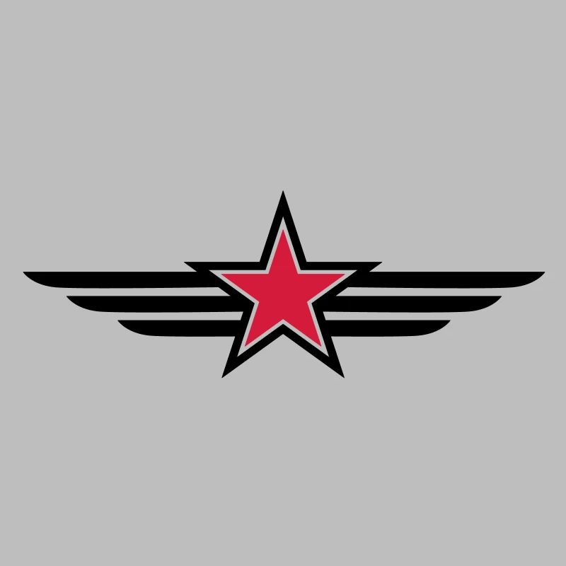 sharp red star black outline with 'wings'