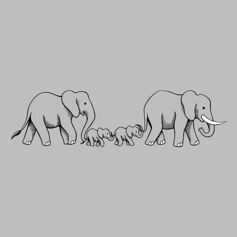 Famille d'éléphants de lignes mignonnes I