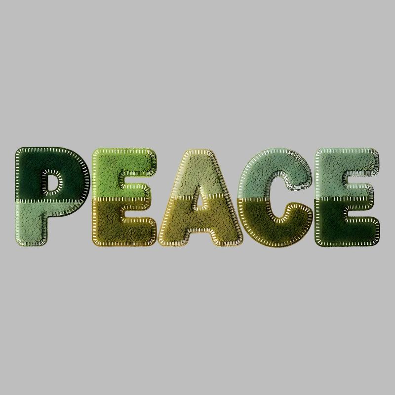 Peace Lettering Patchwork Look 70s Style