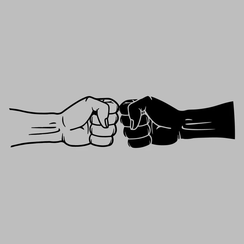 Fists black and white work together