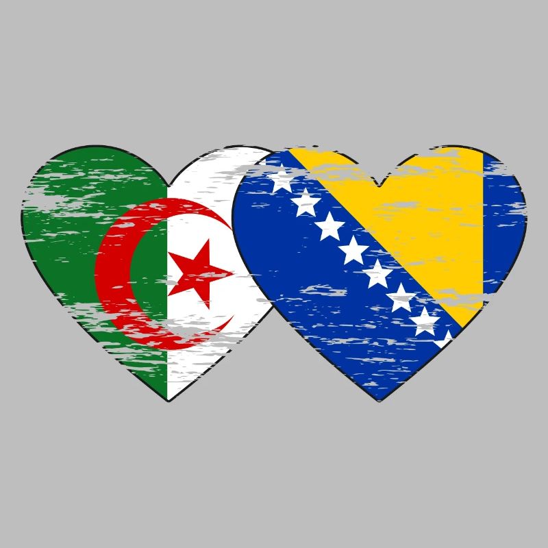 Algérie Bosnie drapeau coeur utilisé