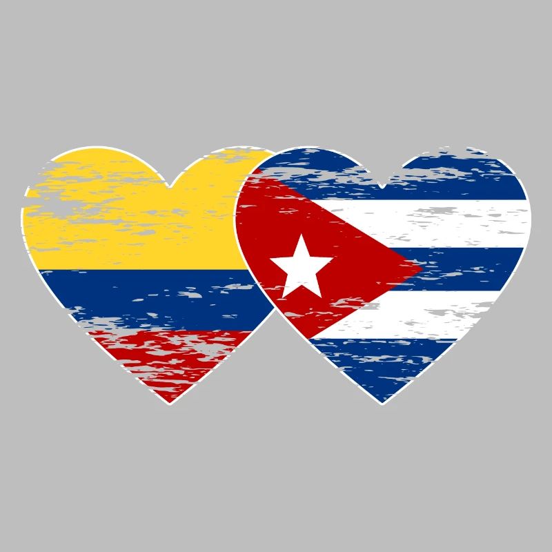 Colombie Cuba Drapeau Coeur utilisé