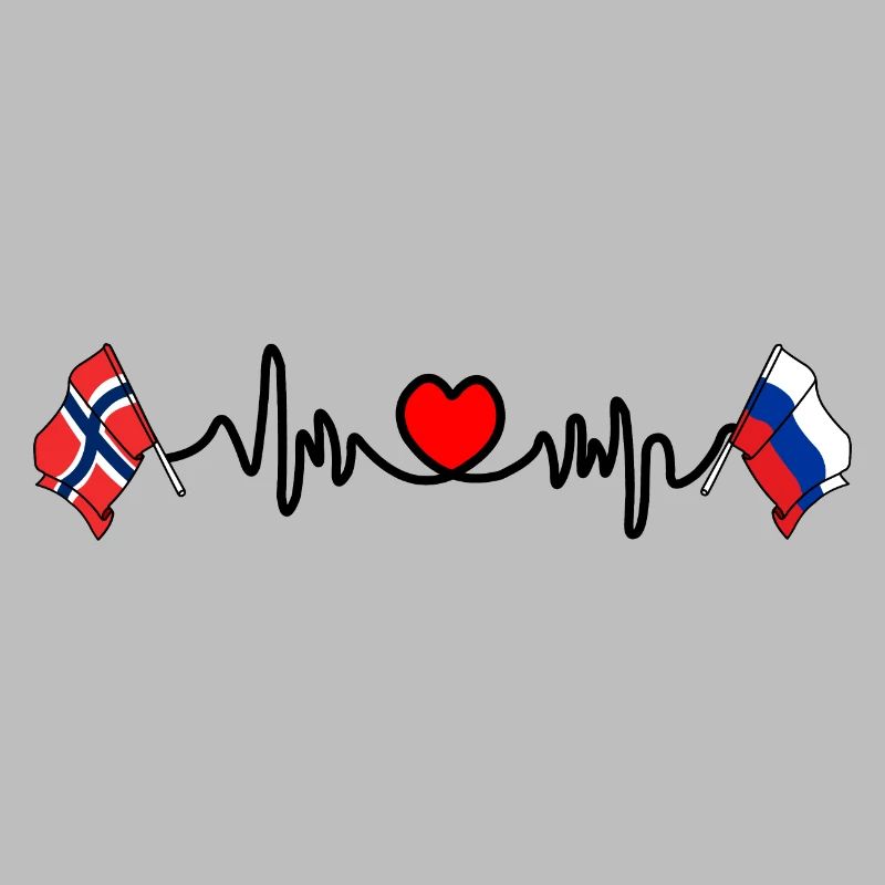 Cardio heart Drapeau Norvège, drapeau Russie