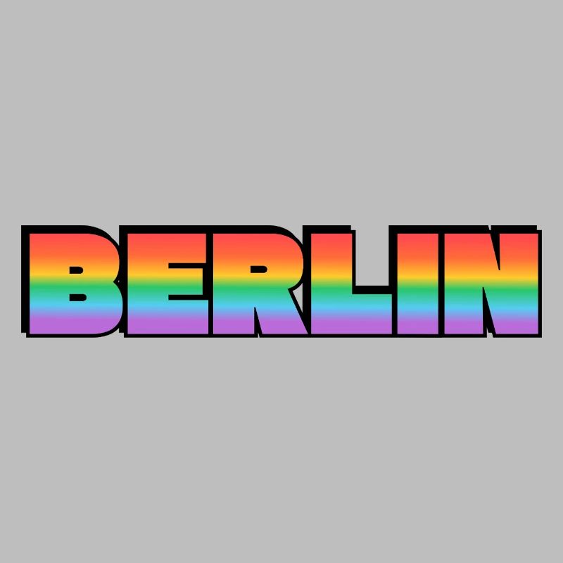 Berlin Rainbow Gradient Text LGBT