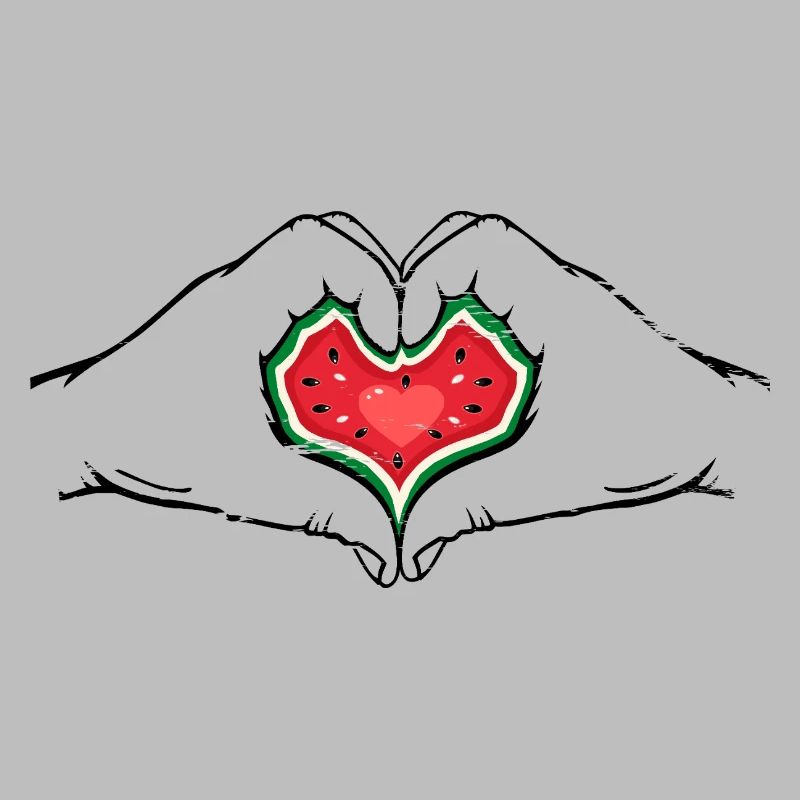 pastèque design mains forme de coeur utilisé