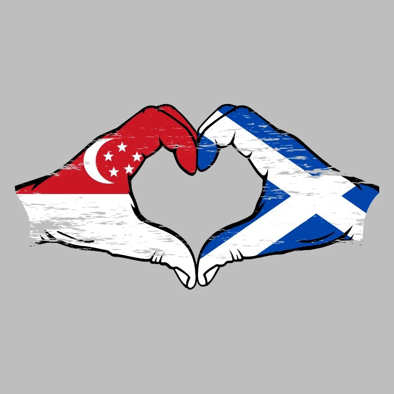 Singapour Drapeau de l’Écosse mains forme de coeur utilisé