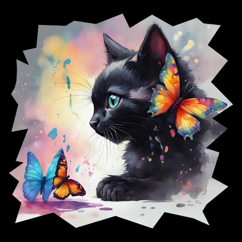 Kätzchen mit Schmetterlingen