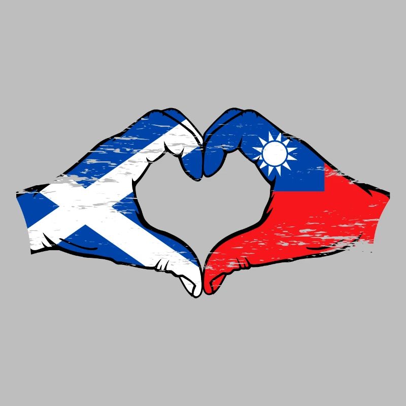 Ecosse Taïwan drapeau mains forme de coeur utilisé