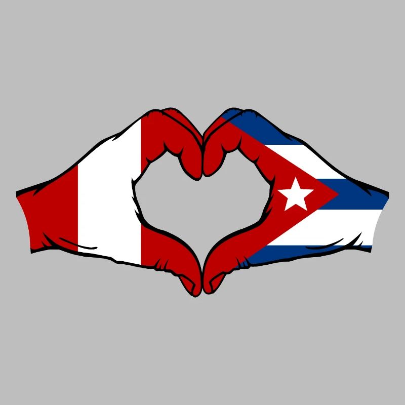 Pérou Cuba Drapeau Mains Coeur Forme