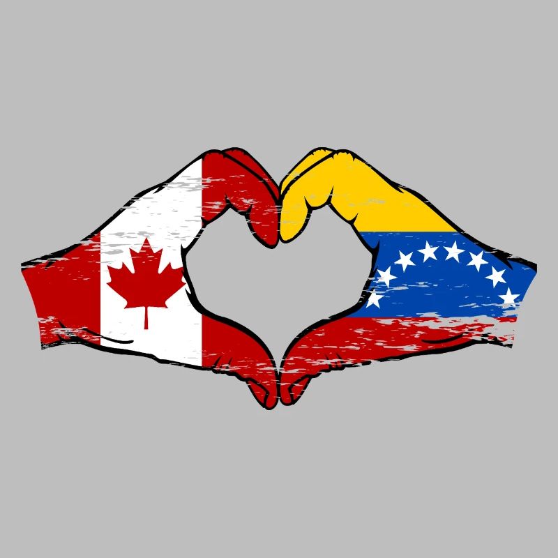 Canada Venezuela drapeau mains forme de coeur utilisé