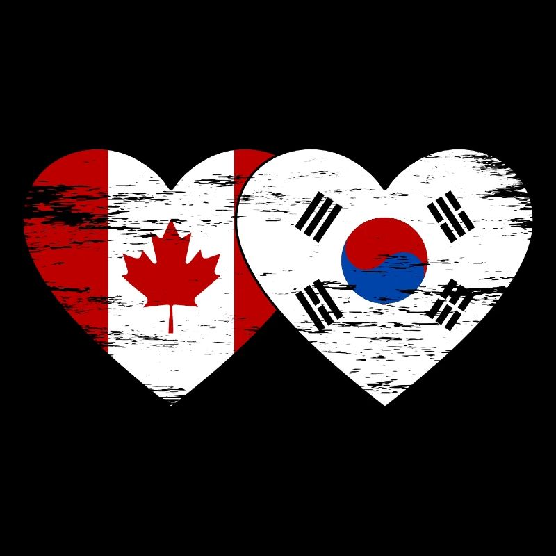 Canada Corée du Sud Drapeau Coeur Utilisé