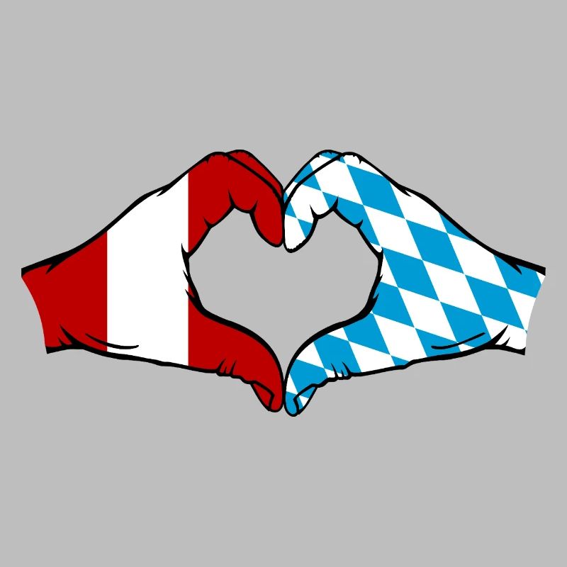 Pérou Bavière drapeau mains forme coeur