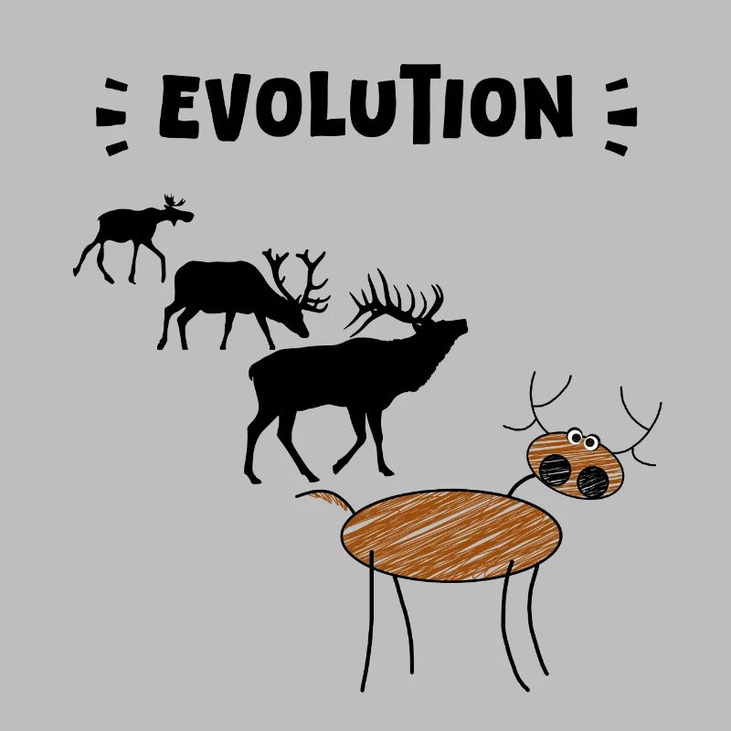 Die Evolution der Hirsche – Lustige Stadien der Evolution.