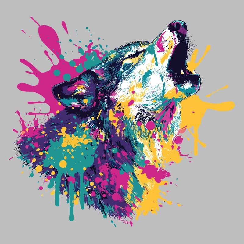 Loup dans le style explosion de couleurs