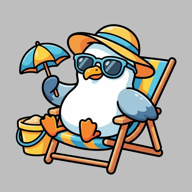 Sun-style beach penguin