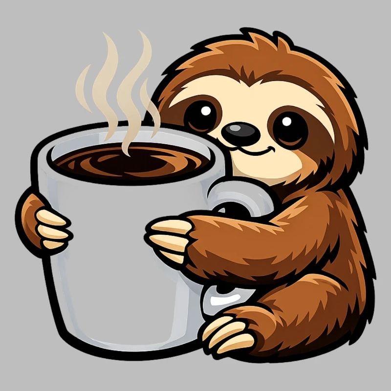 Faultier mit Kaffee-Becher