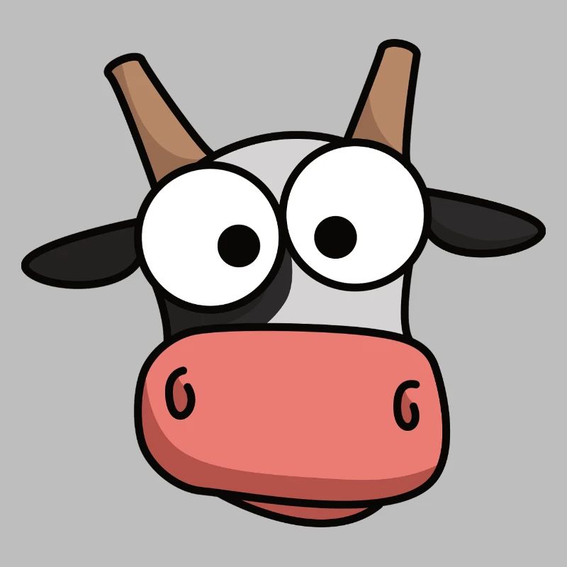 Cow Face Comic with Big Eyes