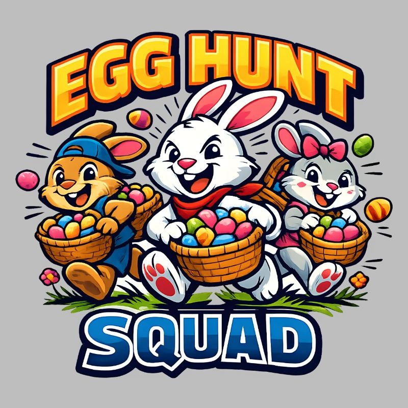 Cute Easter bunny with colorful egg and lettering