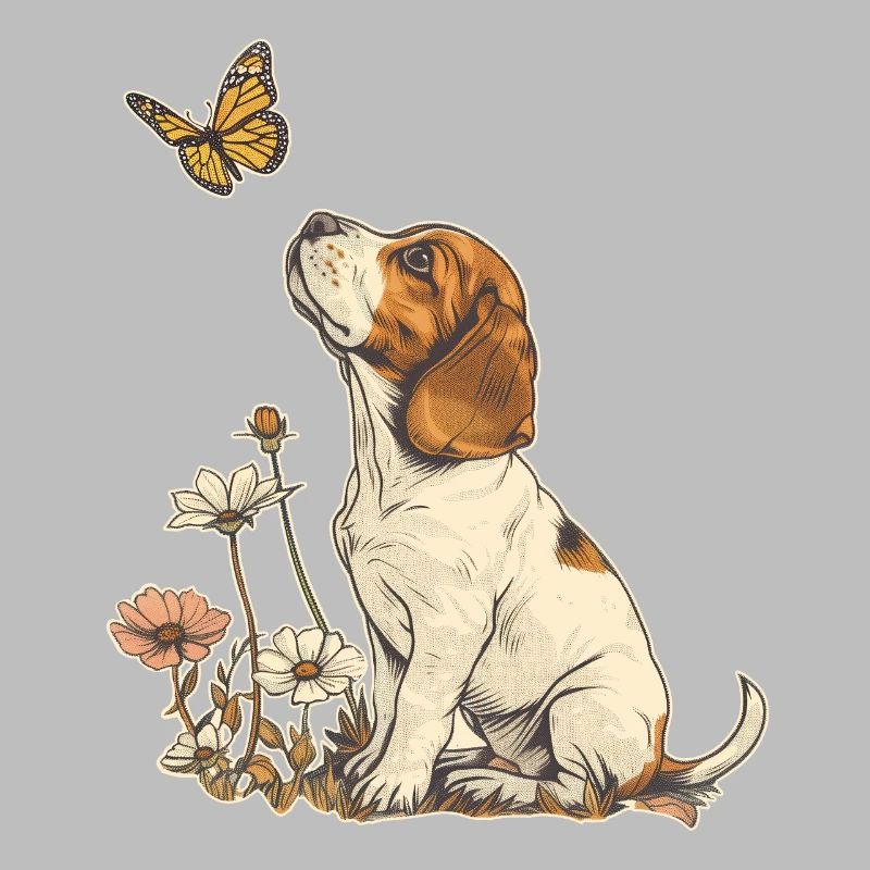 Beagle et papillon