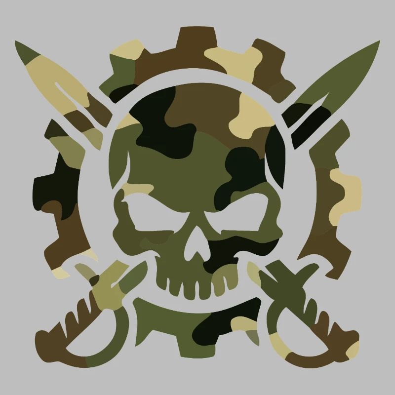 Camouflage Pattern Skull Skull Knife Tacitical Logo