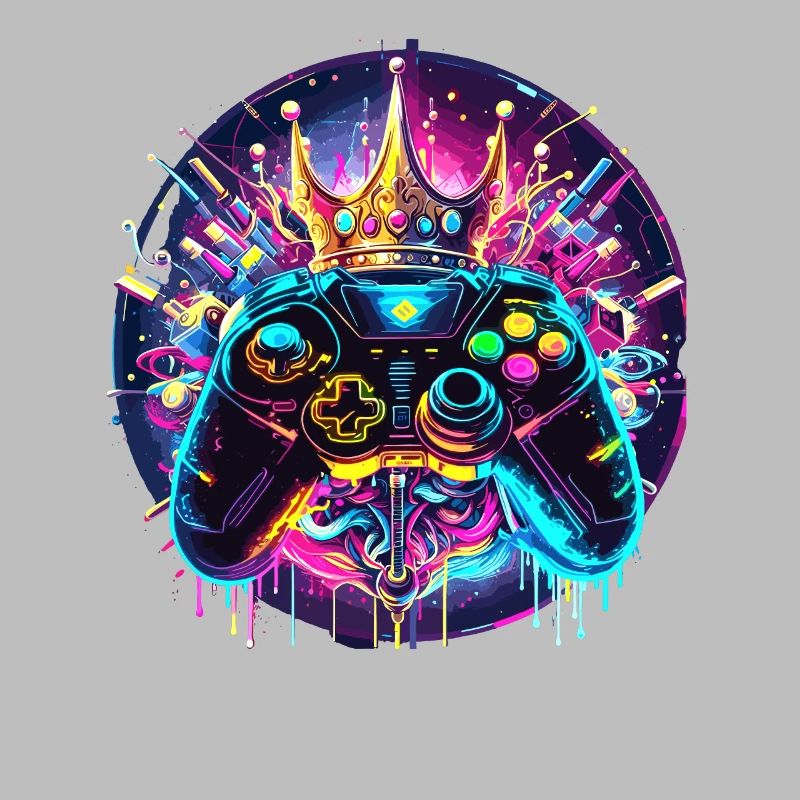 Synthwave Gamer Controller mit Krone