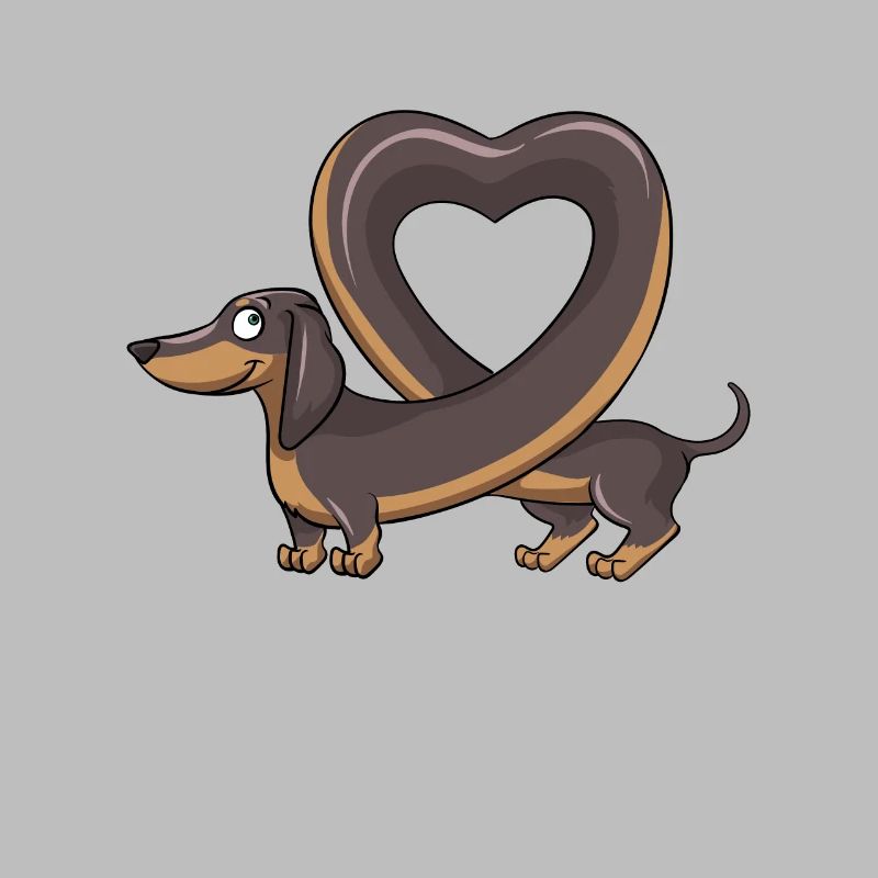 Teckel mignon faisant une forme de coeur. conception