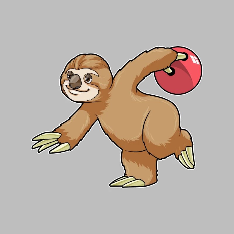 Sloth bowling with bowling ball