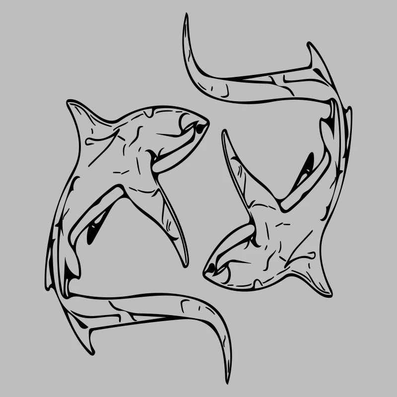 Requins renards élégants en cercle