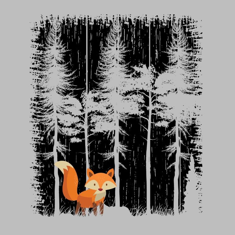 Sweet Fox in the Forest Retro Pattern Vintage Tree Forest