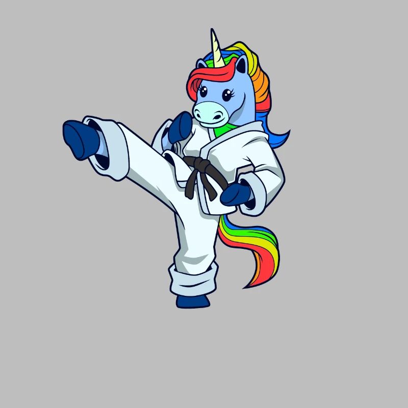 Comic Einhorn macht Karate