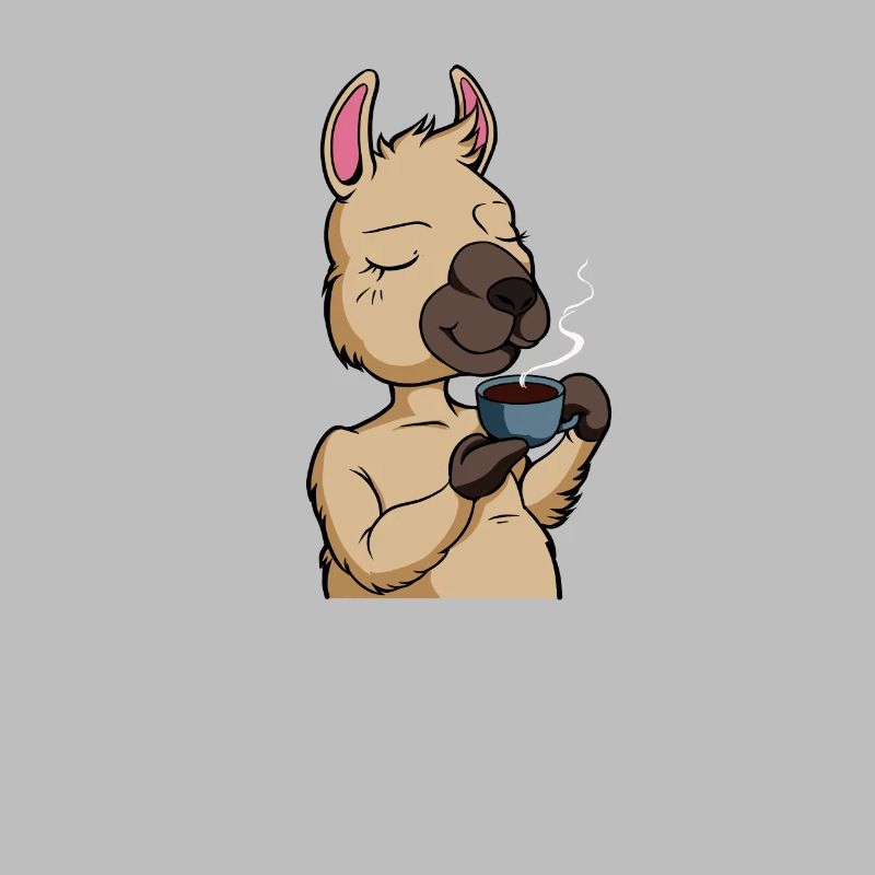 Lama drinks coffee - coffee drinker