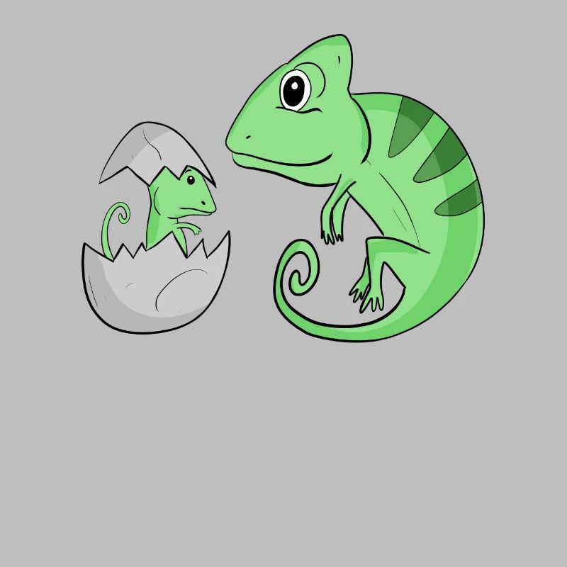 Caméléon avec bébé caméléon