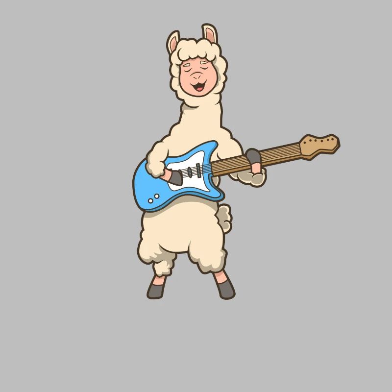 Comic Lama spielt E-Gitarre