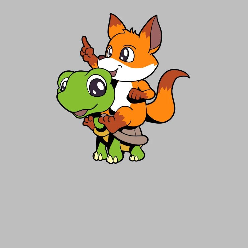 Comic - Sweet fox sits on turtle
