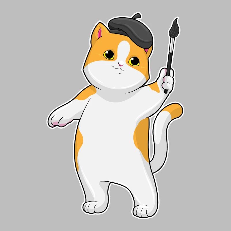 Cat as a painter with a brush