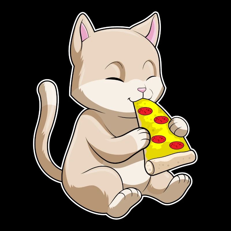 Katze mit Pizza
