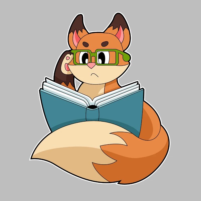 Fuchs als Nerd mit Buch & Brille