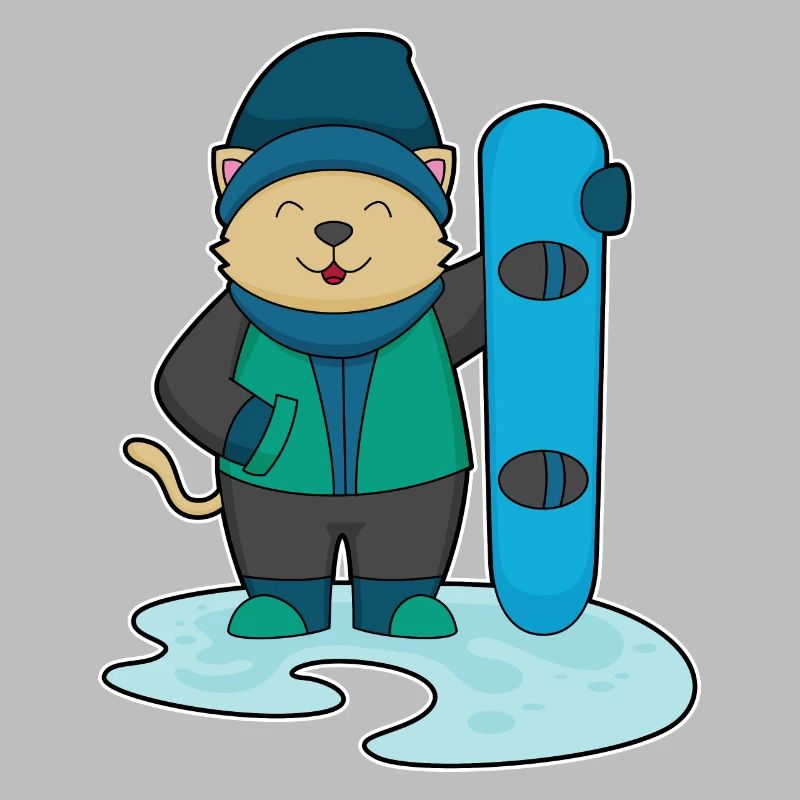 Chat comme snowboarder avec snowboard